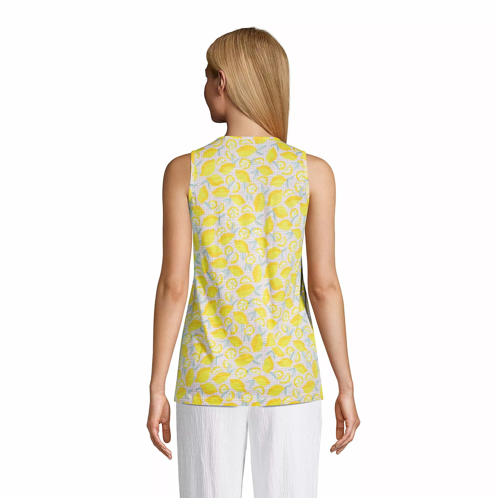 Lands' End Women's Slub Vneck Trimmed Tunic Tank - Image 2