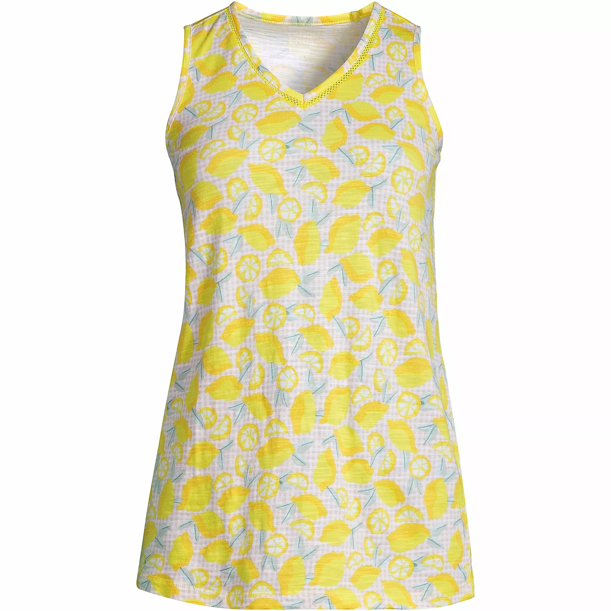 Lands' End Women's Slub Vneck Trimmed Tunic Tank - Image 5