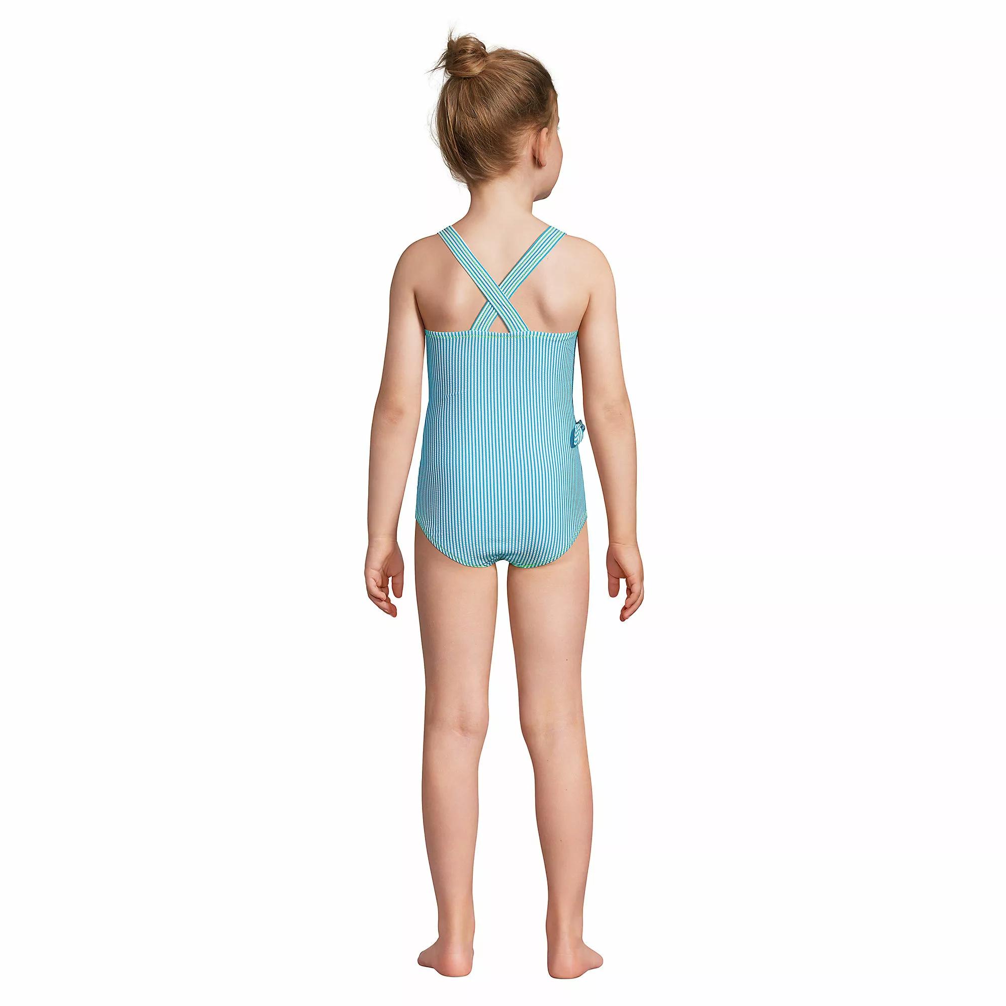 Lands' End Girls Wrap Seersucker One Piece Swimsuit - Image 3