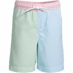Lands' End Boys Seersucker Volley Swim Trunks