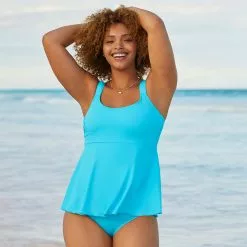 Lands' End Women's Plus Size Chlorine Resistant High Waisted Bikini Swim Bottoms