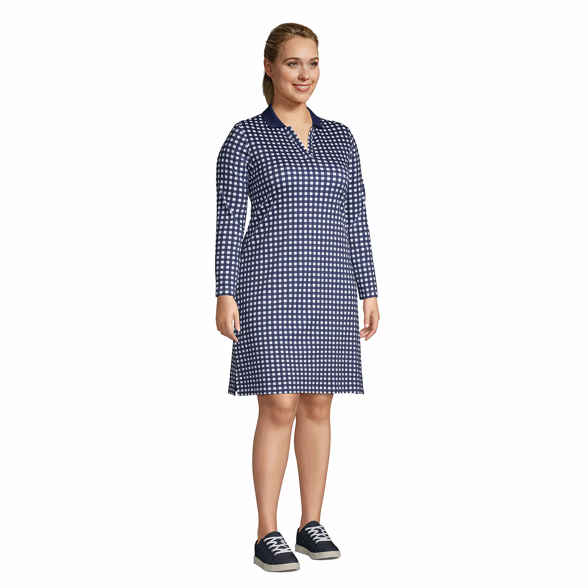 Draper James X Lands' End Women's Plus Size Supima Cotton 3/4 Sleeve Polo Dress - Image 3