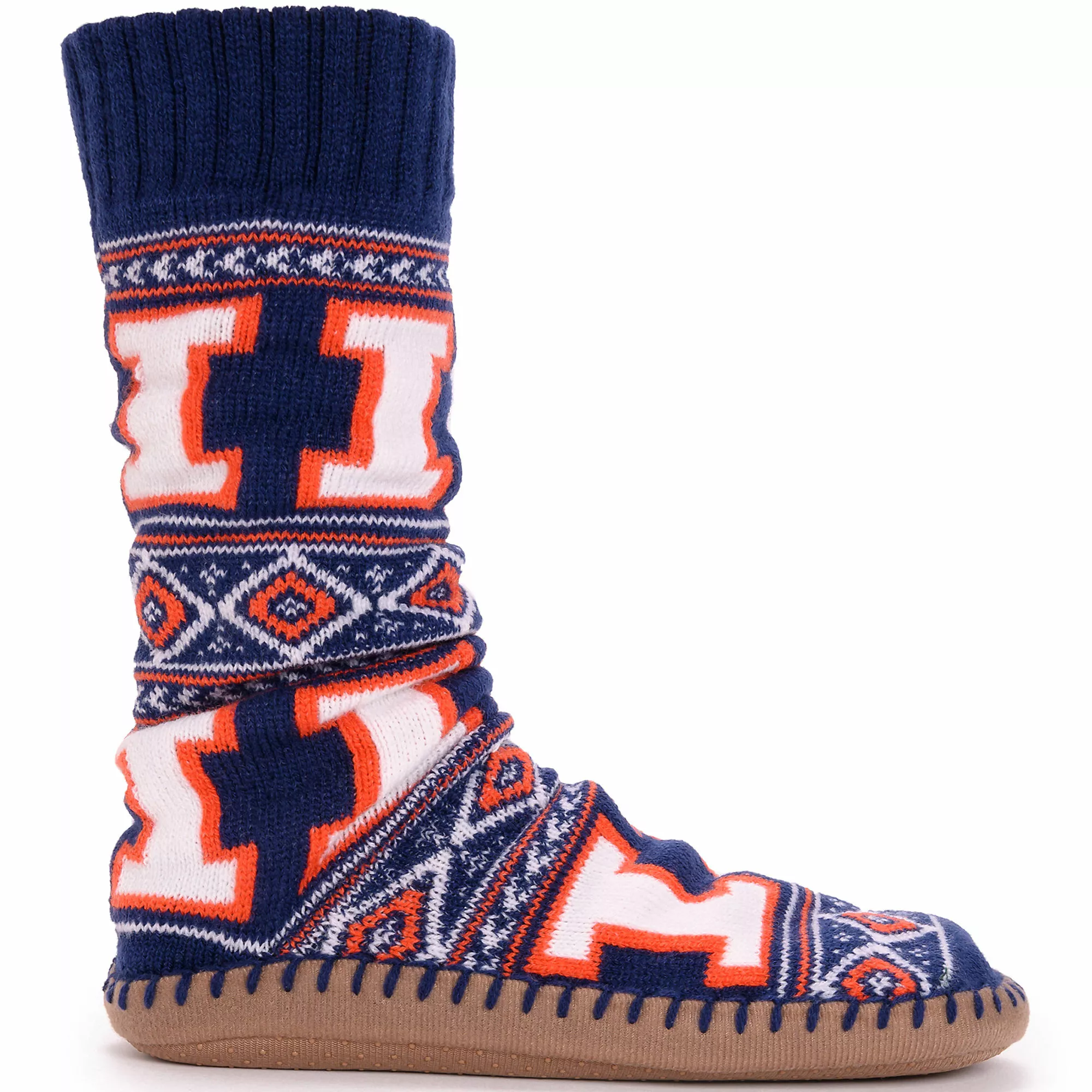 Muk Luks Unisex Game Day Illinois Fighting Illini Non-Skid Slipper Socks - Image 3