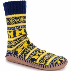 Muk Luks Unisex Game Day Michigan Wolverines Non-Skid Slipper Socks