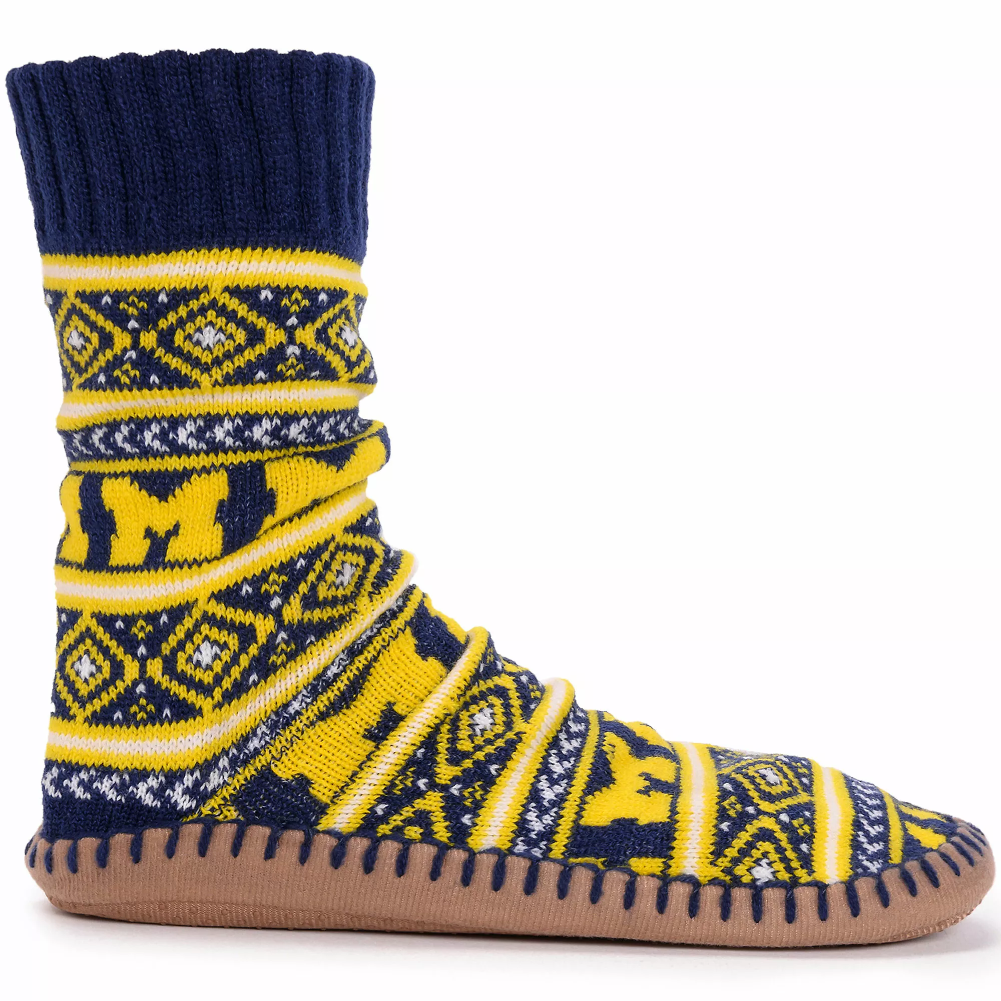 Muk Luks Unisex Game Day Michigan Wolverines Non-Skid Slipper Socks - Image 3