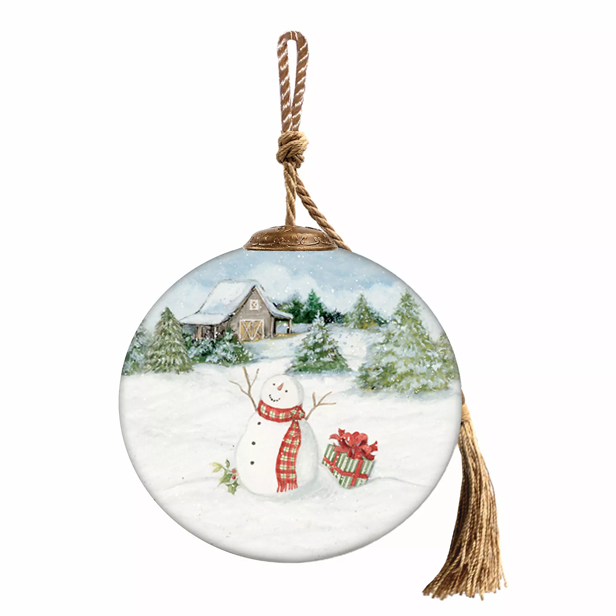 Inner Beauty Ski Rentals Round Glass Ornament - Image 2