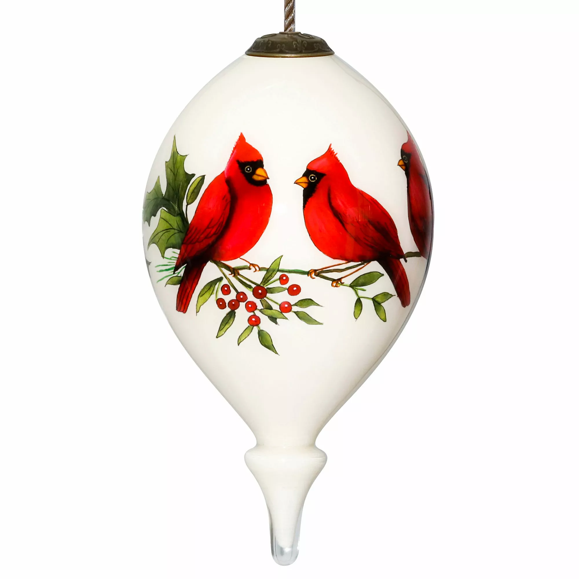 Inner Beauty Gather With Joy Cardinals Finial Glass Ornament - Image 2