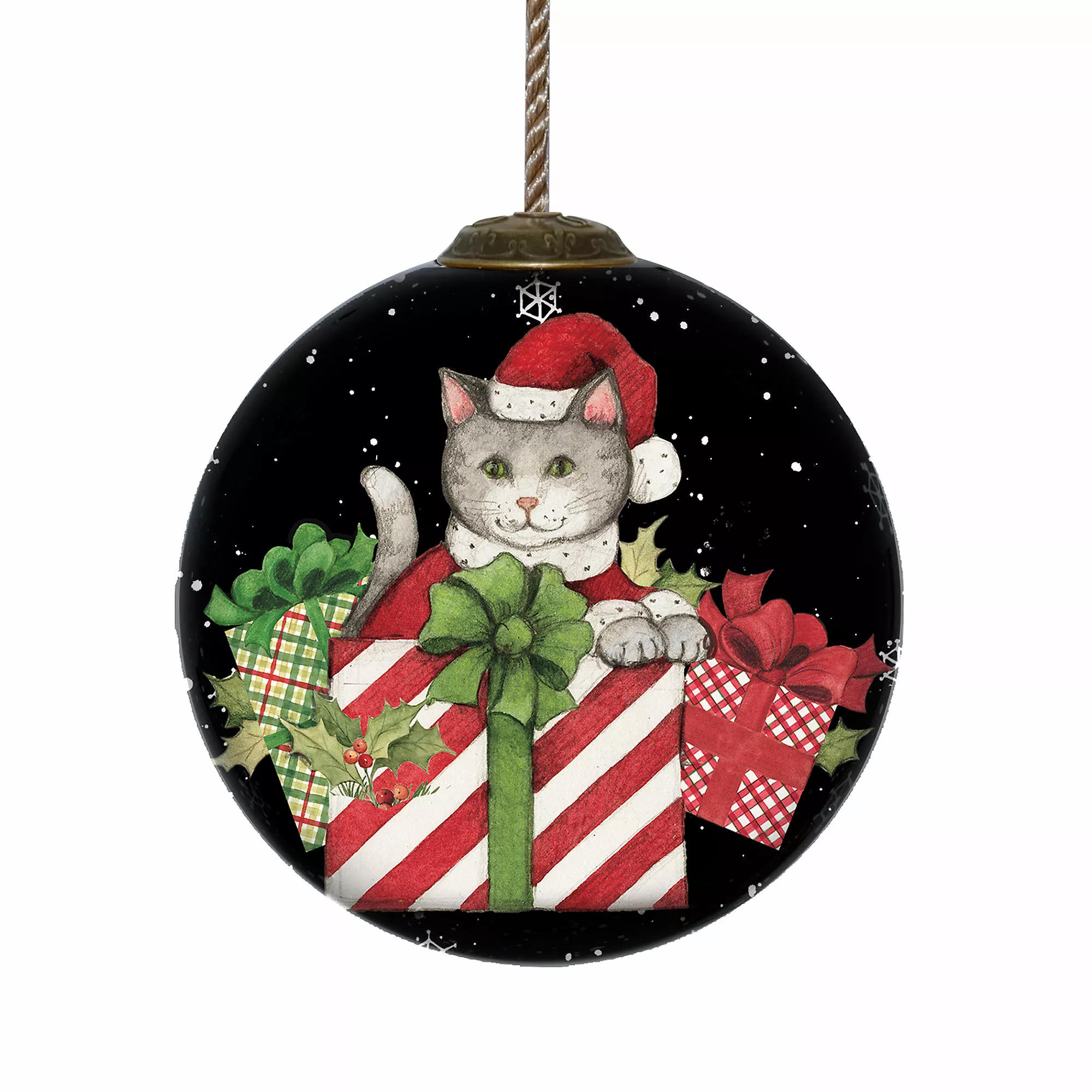Inner Beauty Cat Christmas Round Glass Ornament