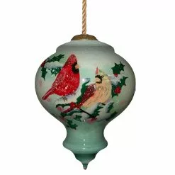 Inner Beauty Winter Companion Cardinals Glass Ornament