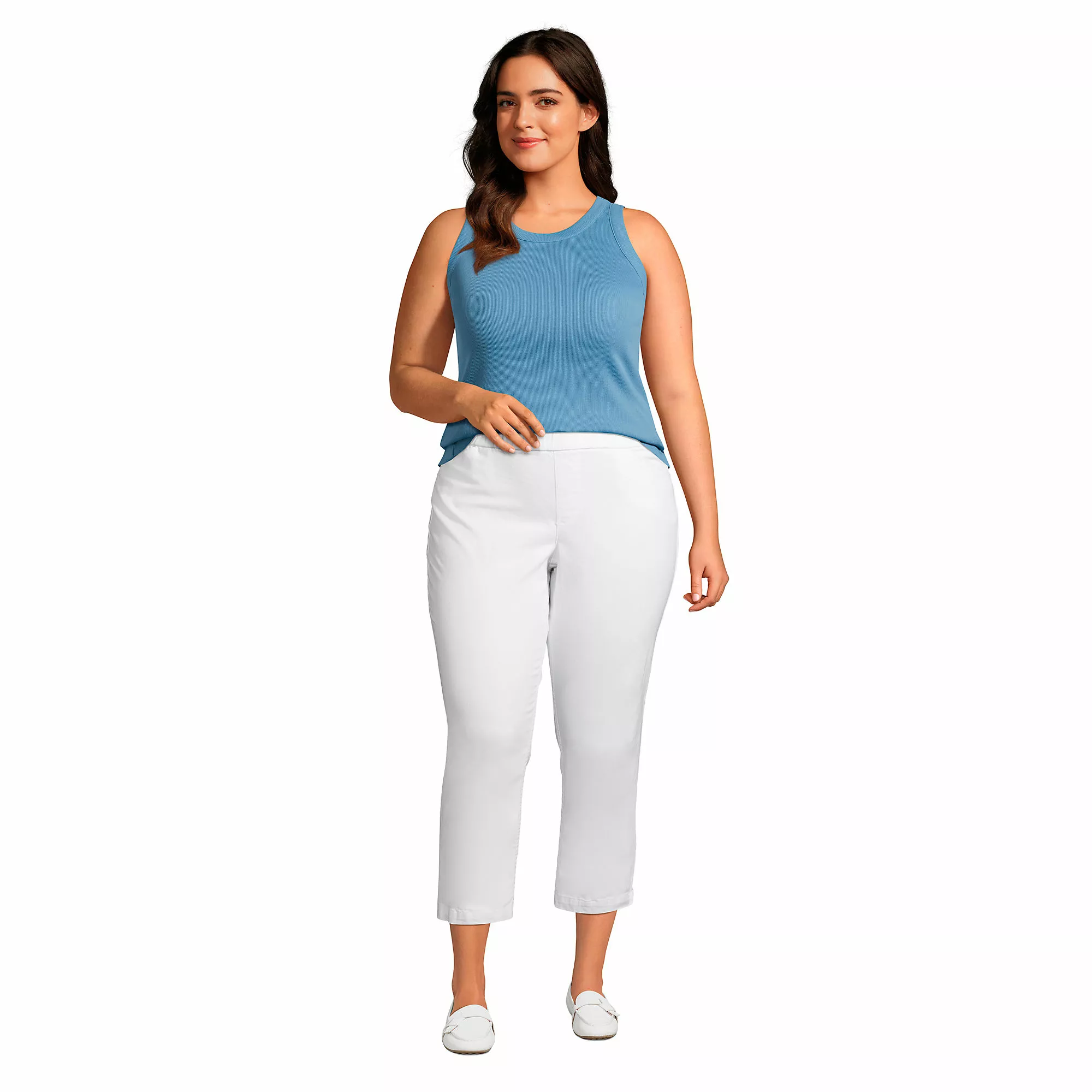 Lands' End Women's Plus Size 2x2 Rib Crew Neck Tank Top - Image 4