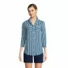 Lands' End Women's Slub 3/4 Sleeve Button Front Tunic