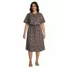 Lands' End Women's Plus Size Rayon Short Sleeve Button Front Dress