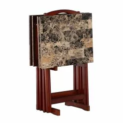 Linon Home Gourley Foldable TV Tray Table Set