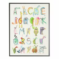 Antique Curiosities Animal Alphabet Large Framed Wall Art