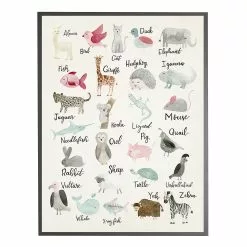 Antique Curiosities Animals By Letter Small Framed Wall Art