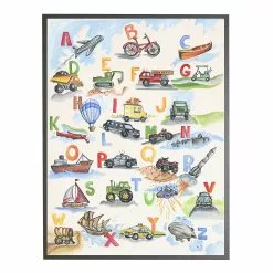 Antique Curiosities Transportation Alphabet Small Framed Wall Art