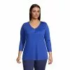 Lands' End Women's Plus Size Supima Micro Modal 3/4 Sleeve Notch Neck Tunic