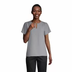 Lands' End Women's Keyhole Crepe Blouse