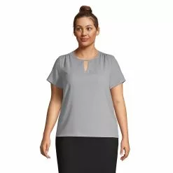 Lands' End Women's Plus Size Keyhole Crepe Blouse