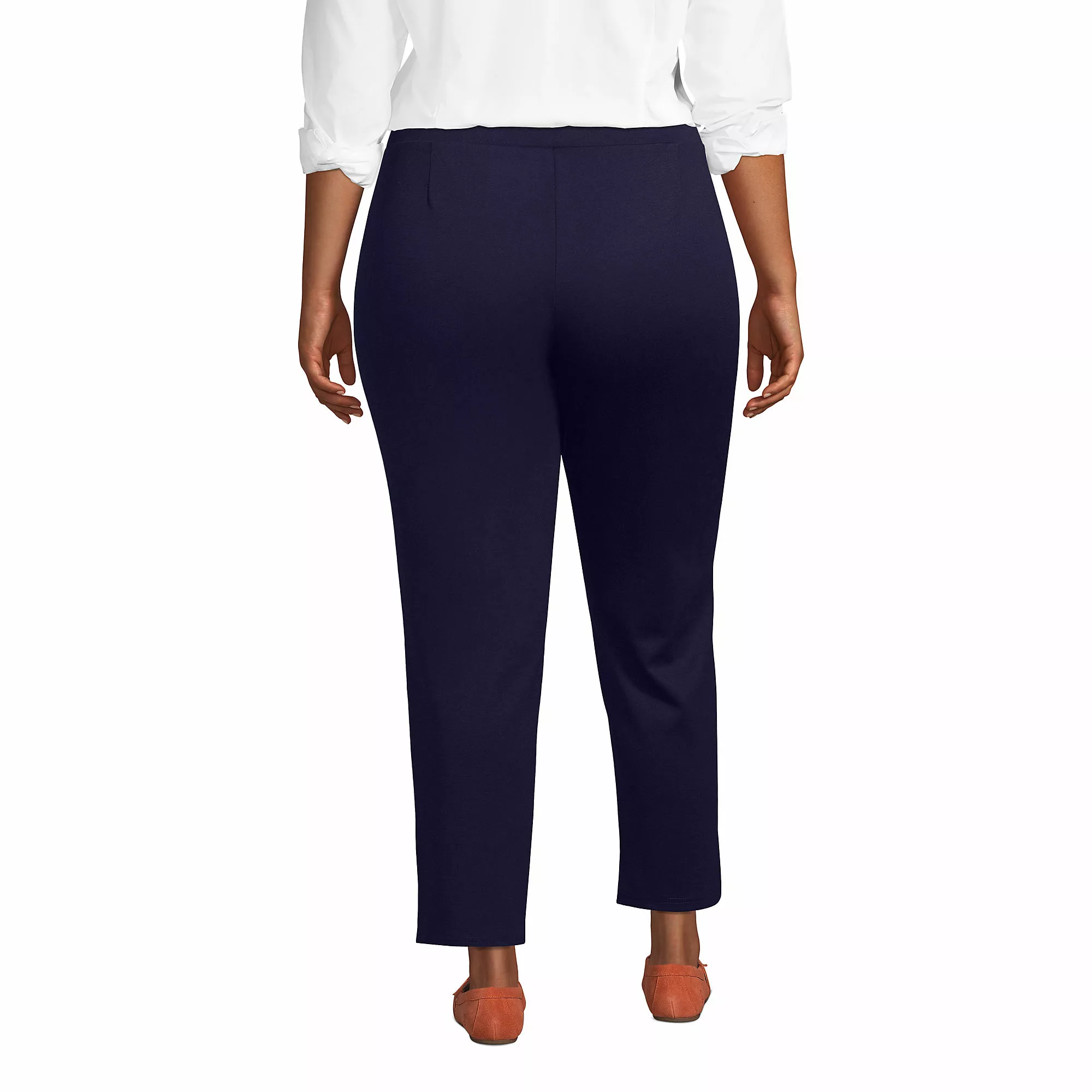 Lands' End Women's Plus Size Mid Rise Pull On Ponte Ankle Pants - Image 2