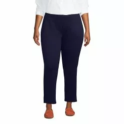 Lands' End Women's Plus Size Mid Rise Pull On Ponte Ankle Pants