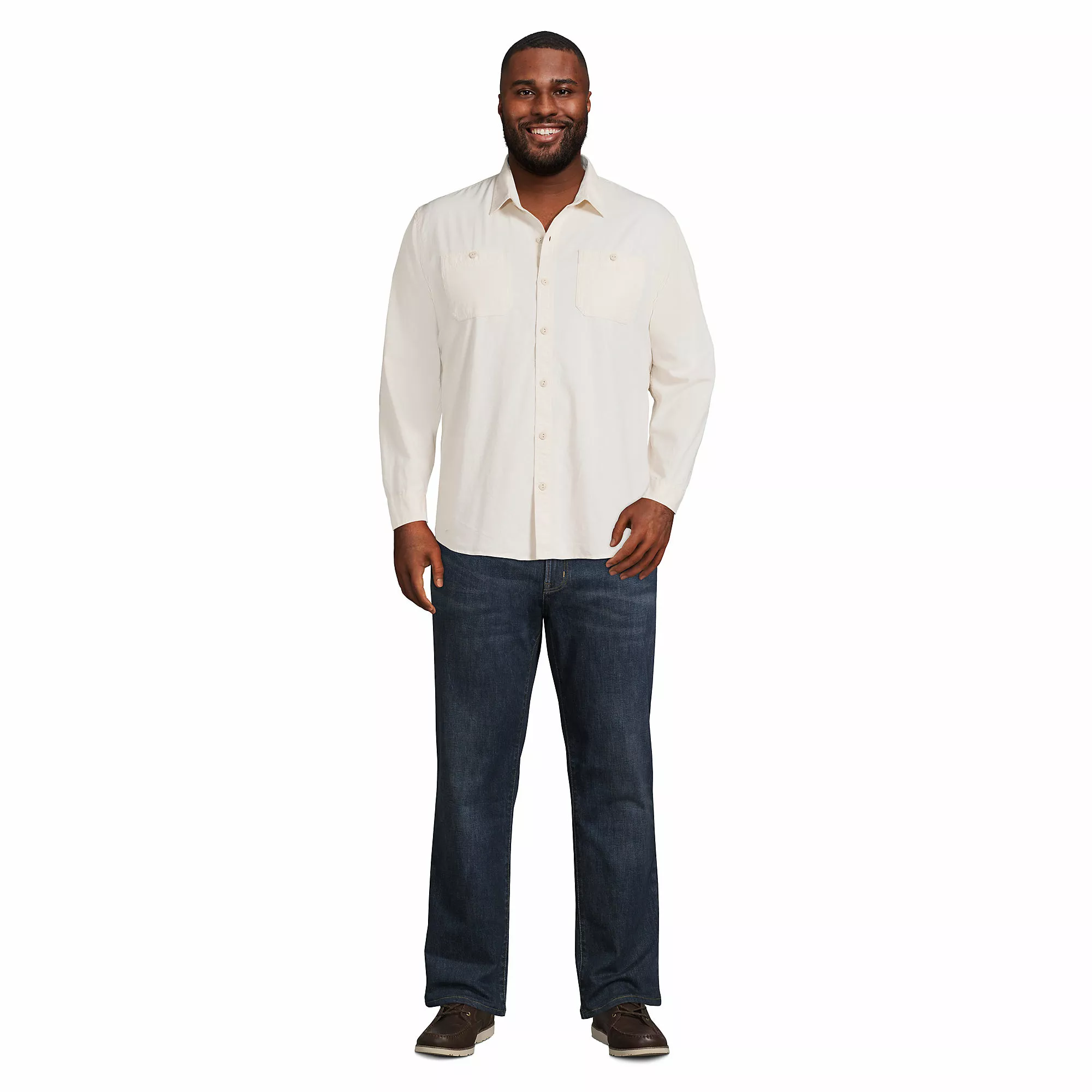 Blake Shelton X Lands' End Men's Big And Tall Traditional Fit Chambray Work Shirt - Image 6