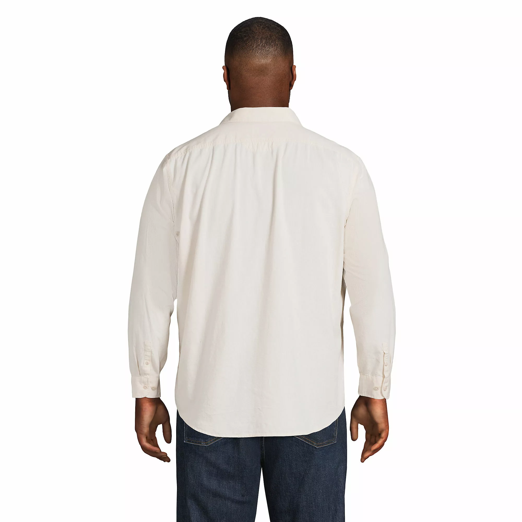 Blake Shelton X Lands' End Men's Big And Tall Traditional Fit Chambray Work Shirt - Image 4