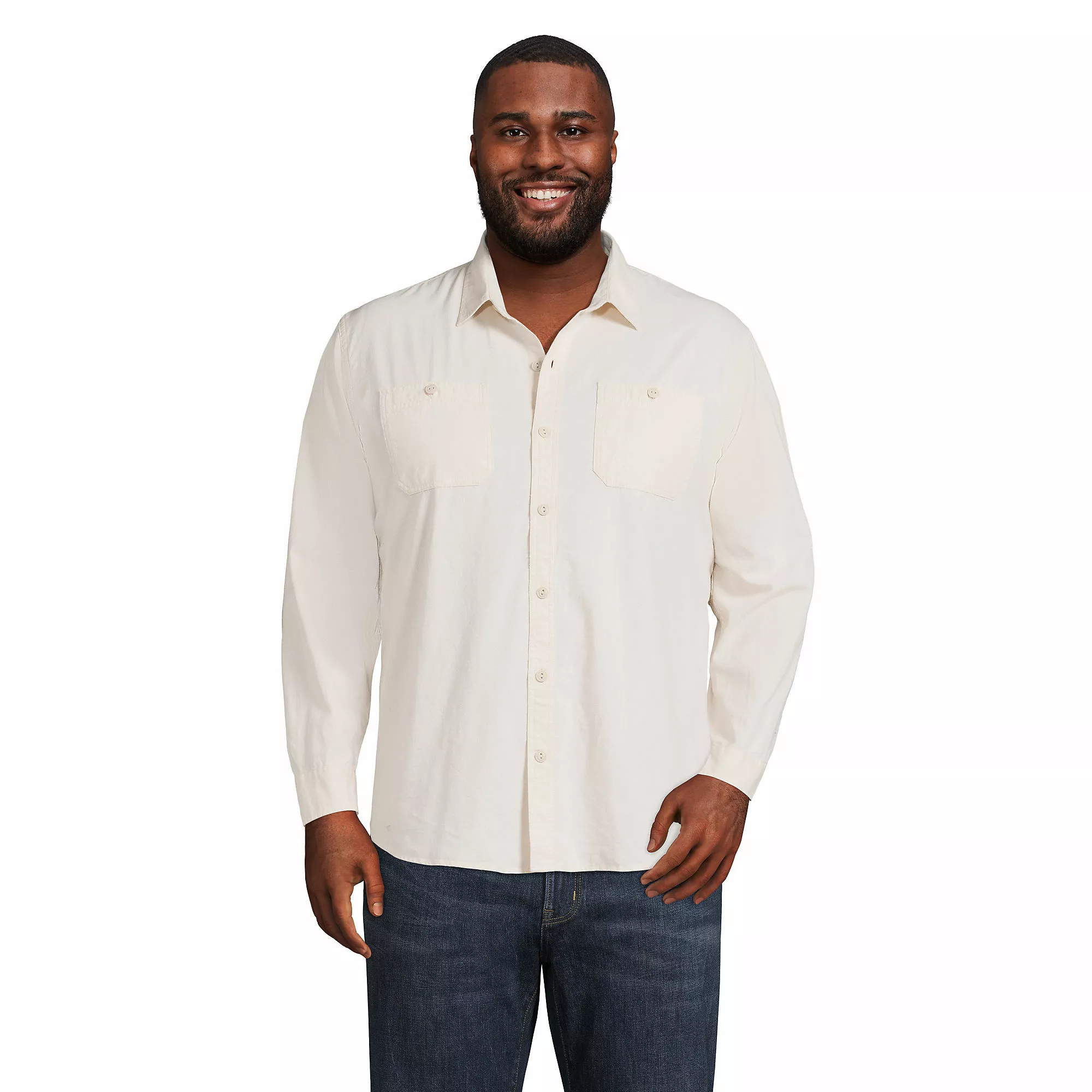 Blake Shelton X Lands' End Men's Big And Tall Traditional Fit Chambray Work Shirt - Image 3