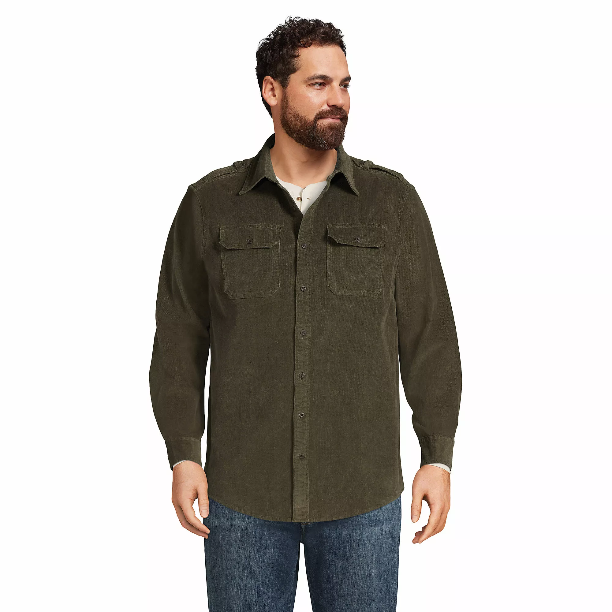 Blake Shelton X Lands' End Men's Big And Tall Corduroy Work Shirt - Image 3