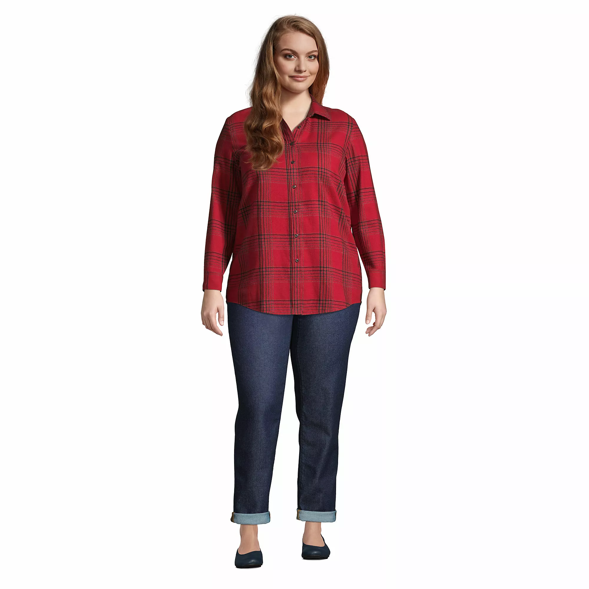 Blake Shelton X Lands' End Women's Plus Size Recover High Rise Straight Leg Ankle Blue Jeans - Image 5