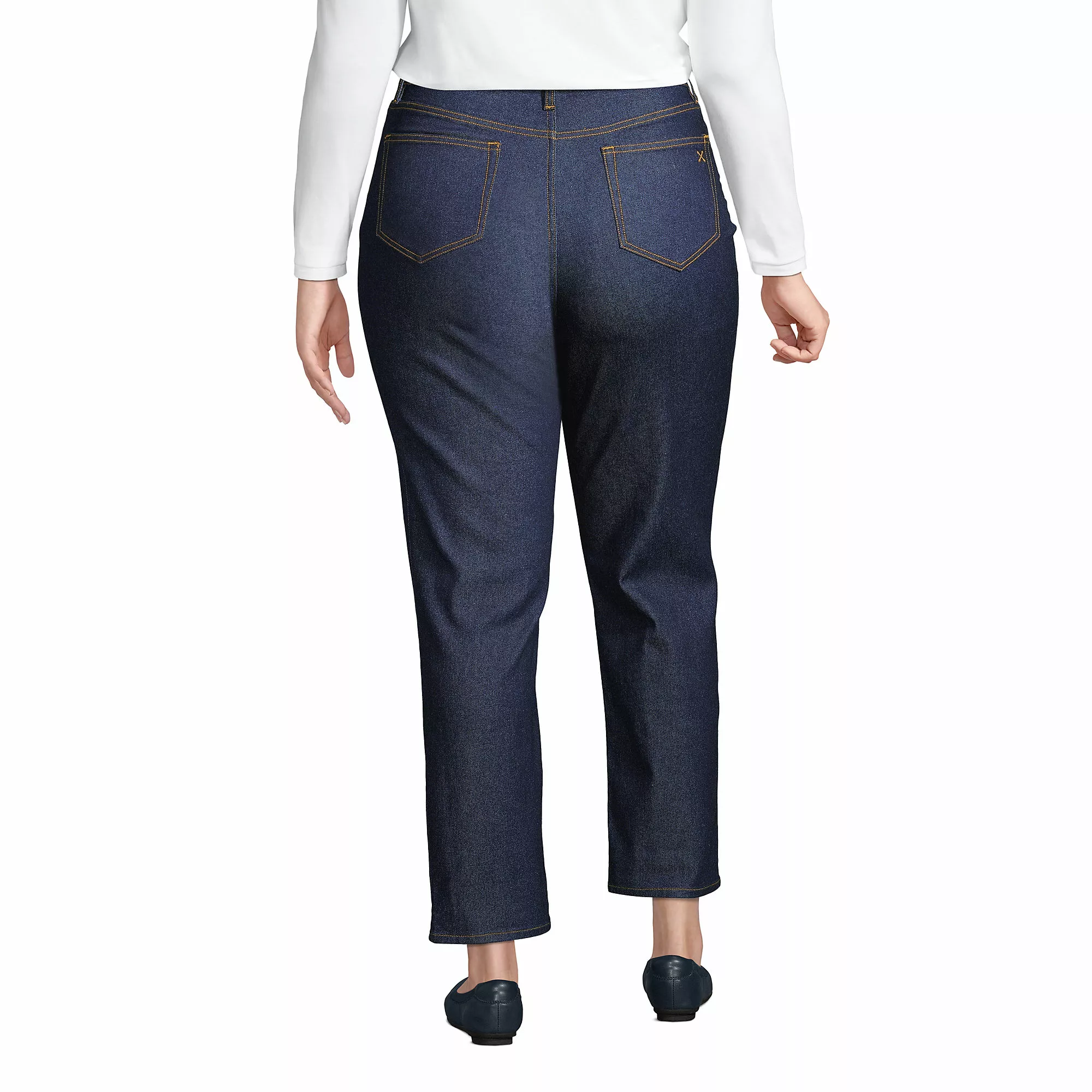 Blake Shelton X Lands' End Women's Plus Size Recover High Rise Straight Leg Ankle Blue Jeans - Image 3