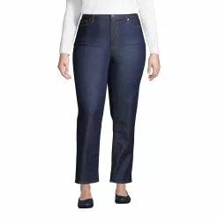Blake Shelton X Lands' End Women's Plus Size Recover High Rise Straight Leg Ankle Blue Jeans