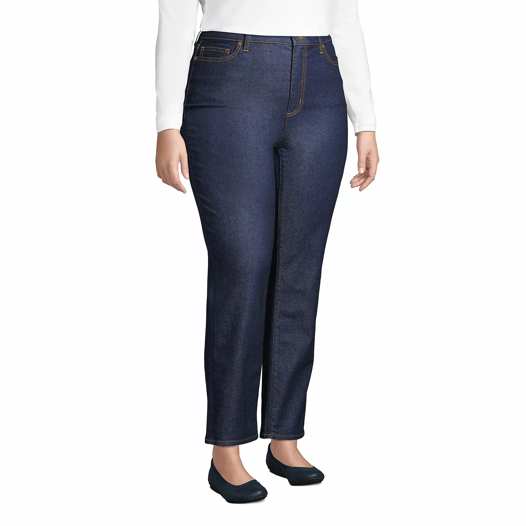Blake Shelton X Lands' End Women's Plus Size Recover High Rise Straight Leg Ankle Blue Jeans - Image 4