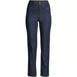 Blake Shelton X Lands' End Women's Recover High Rise Straight Leg Ankle Blue Jeans