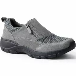 Lands' End Women's All Weather Insulated Suede Leather Zip Moc Shoes