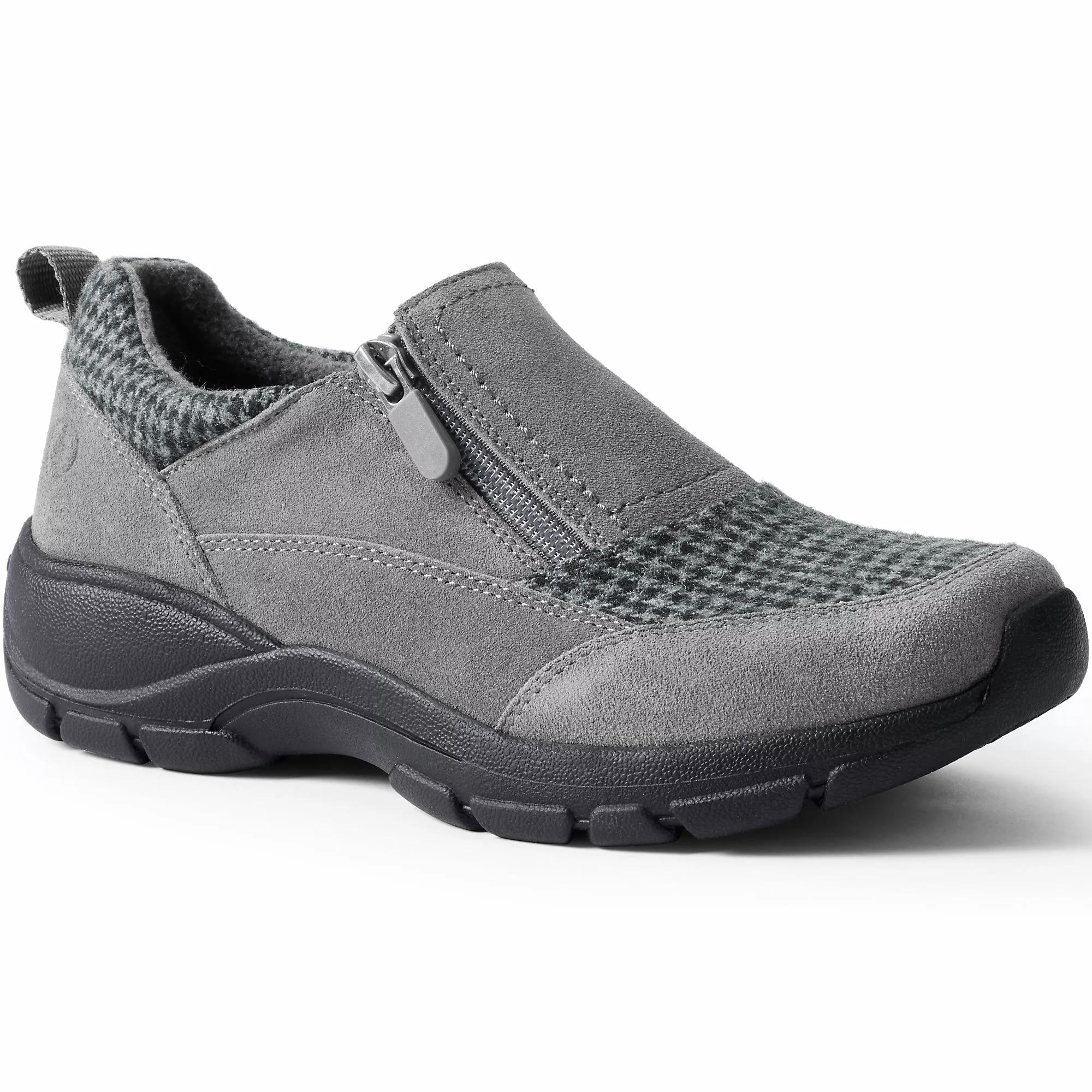 Lands' End Women's All Weather Insulated Suede Leather Zip Moc Shoes