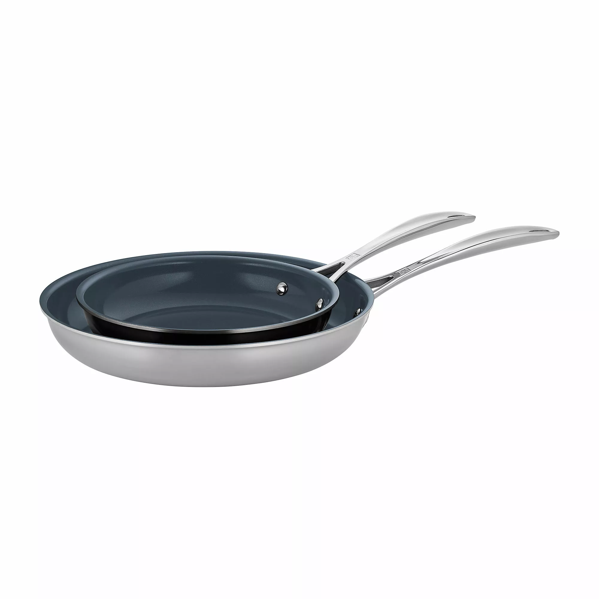 Zwilling Clad CFX Stainless Steel Ceramic Nonstick Fry Pan Set - 2 Piece - Image 4