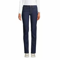 Lands' End Women's Recover Mid Rise Boyfriend Blue Jeans