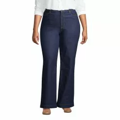 Lands' End Women's Plus Size Recover High Rise Wide Leg Blue Jeans