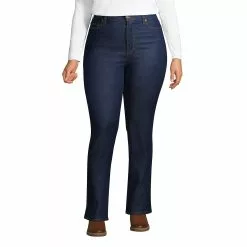 Lands' End Women's Plus Size Recover High Rise Bootcut Blue Jeans