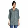 Lands' End Women's Cotton 3/4 Sleeve Split Neck Tunic Top