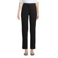 Lands' End Women's Starfish High Rise Pintuck Straight Leg Elastic Waist Pull On Ankle Pants