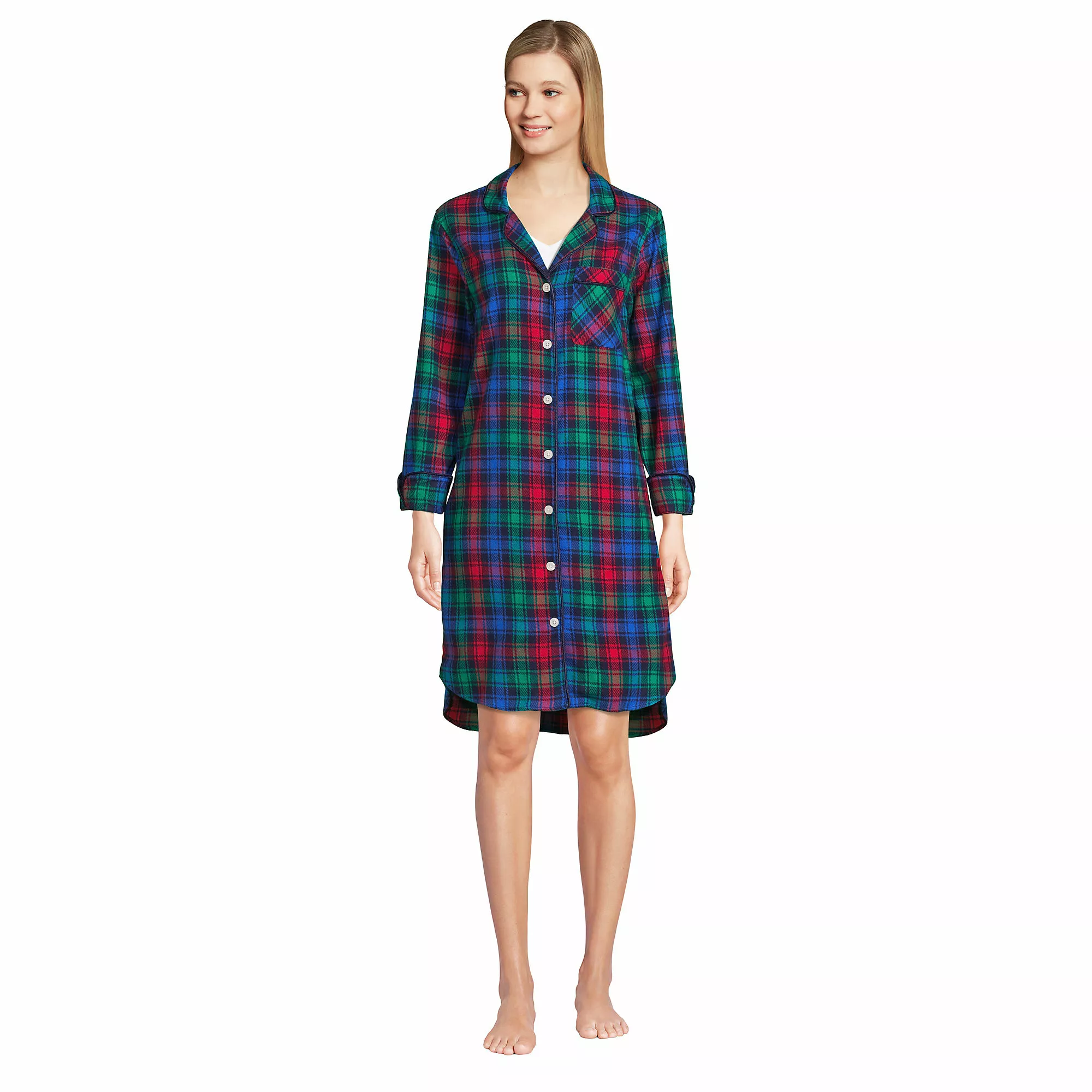 Lands' End Women's 3/4 Sleeve Flannel Sleepshirt Nightgown - Image 5