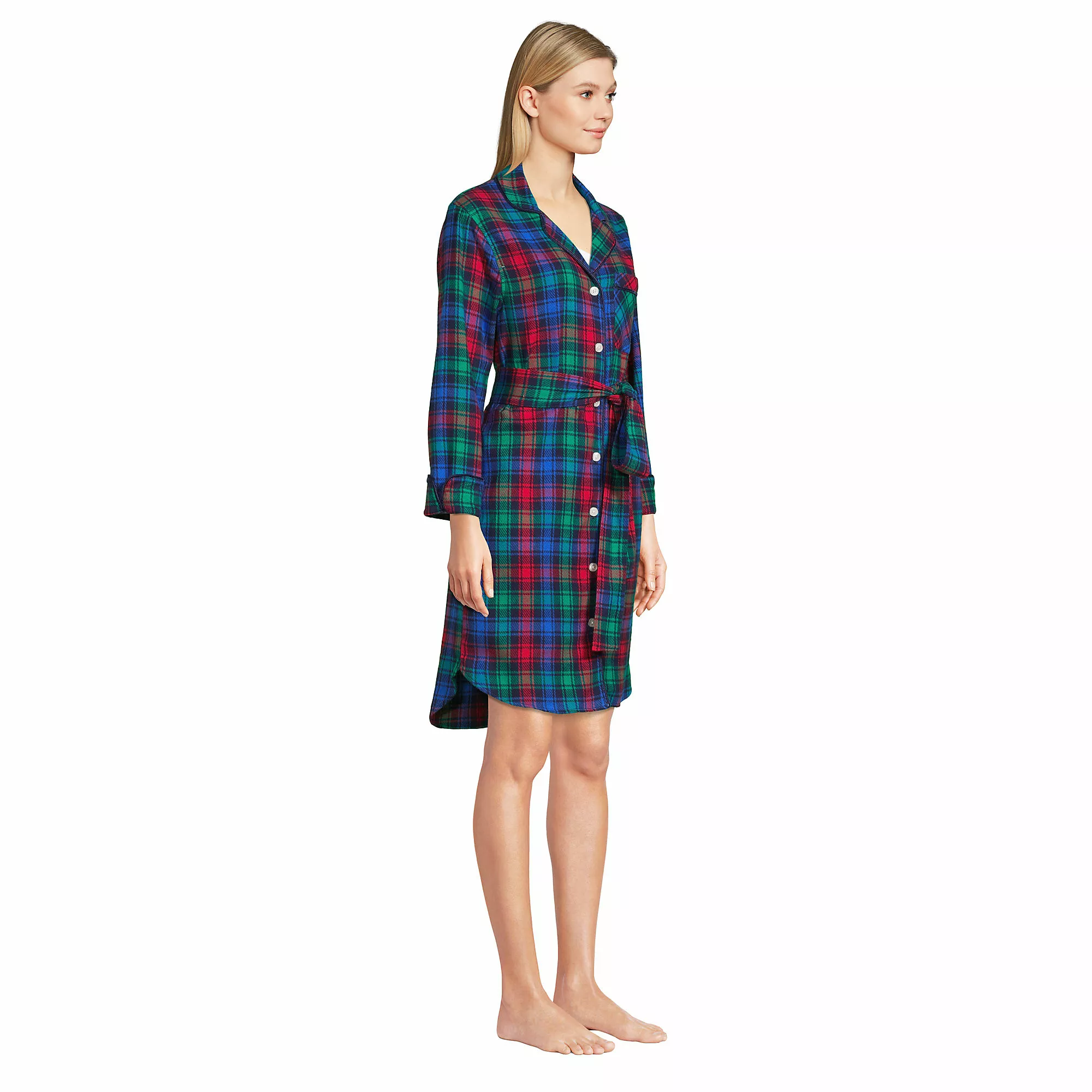 Lands' End Women's 3/4 Sleeve Flannel Sleepshirt Nightgown - Image 4