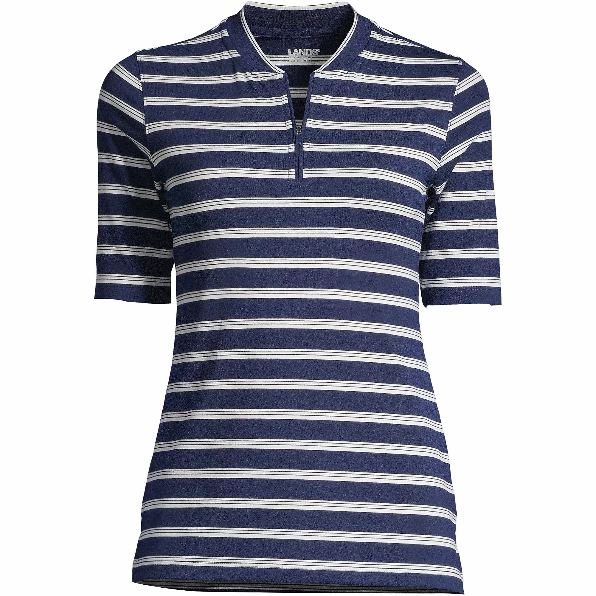 Lands' End Women's Moisture Wicking UPF Sun Elbow Sleeve Quarter Zip Polo - Image 5