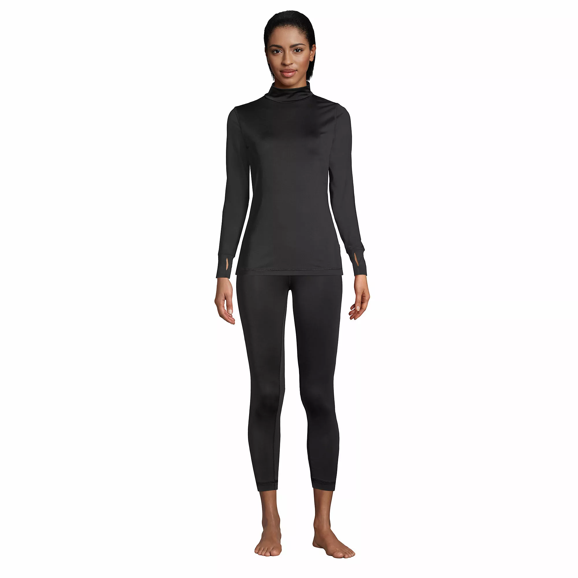 Lands' End Women's Thermaskin Heat Long Sleeve Mock Turtleneck Long Underwear Thermal Baselayer Top - Image 4