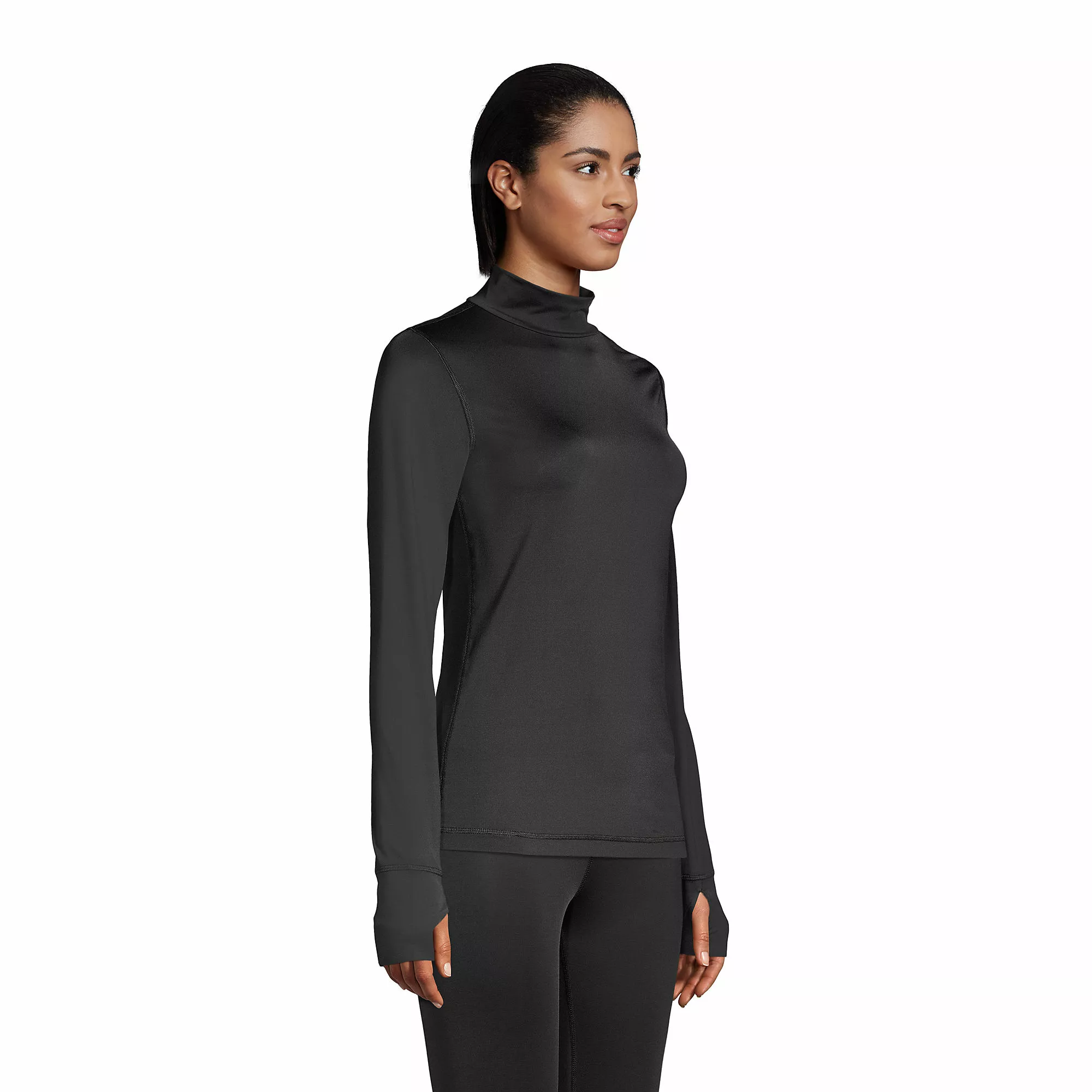 Lands' End Women's Thermaskin Heat Long Sleeve Mock Turtleneck Long Underwear Thermal Baselayer Top - Image 3