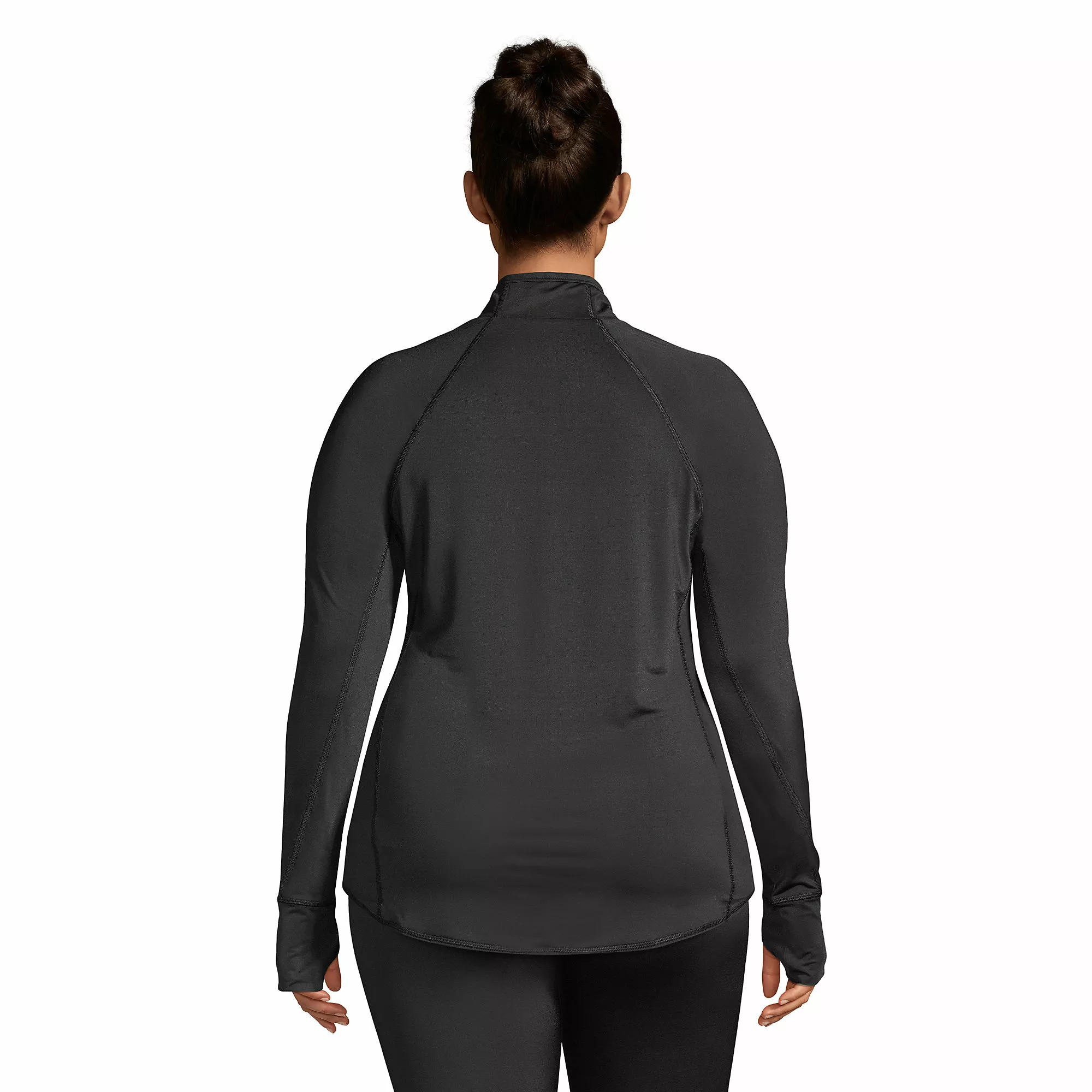 Lands' End Women's Plus Size Thermaskin Heat Long Sleeve Quarter Zip Long Underwear Thermal Baselayer Top - Image 2
