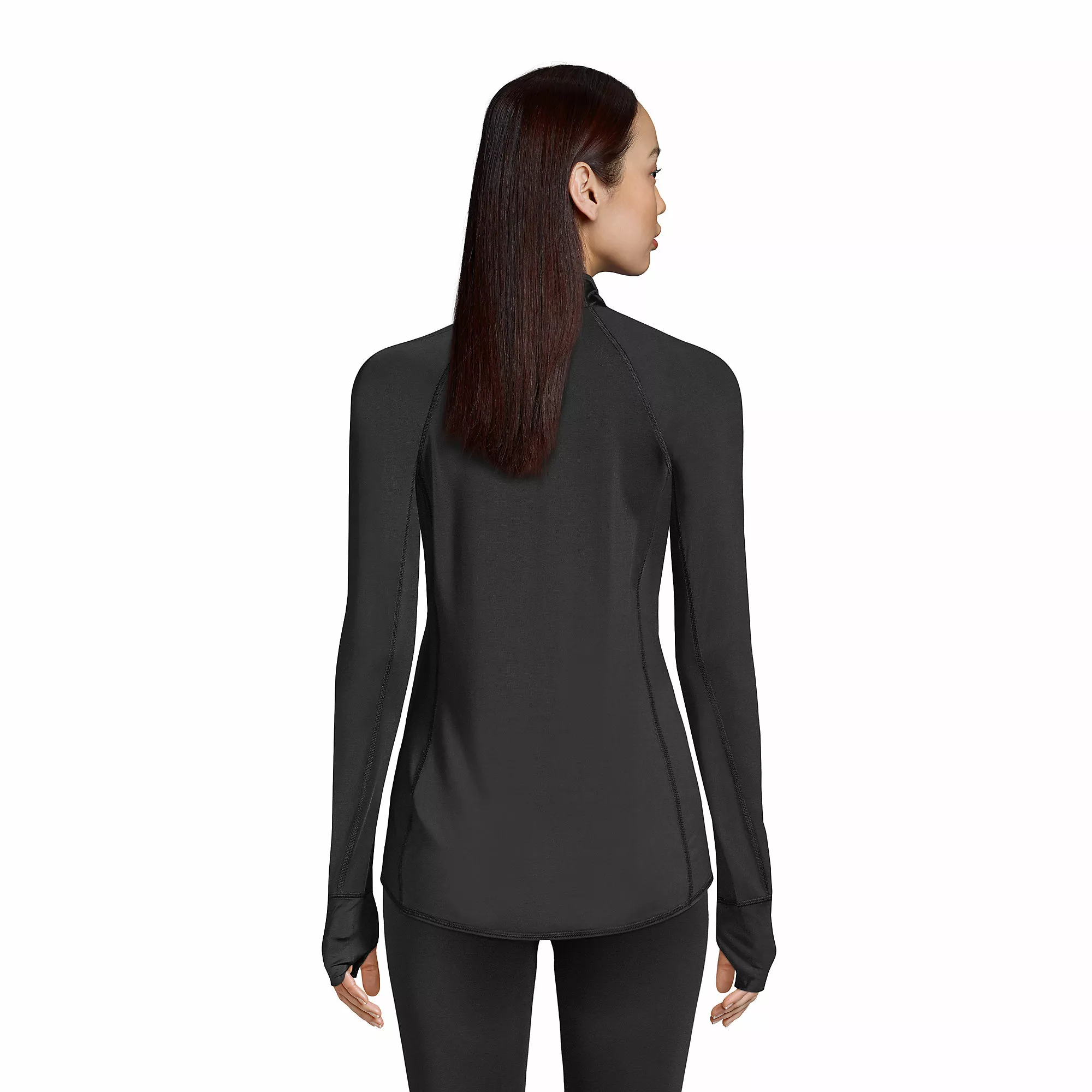 Lands' End Women's Thermaskin Heat Long Sleeve Quarter Zip Long Underwear Thermal Baselayer Top - Image 2