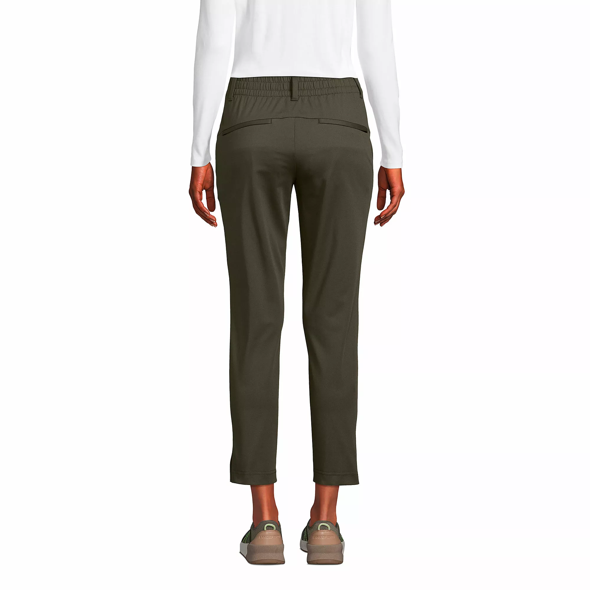 Women's Lands' End Flex Mid Rise Pull On Crop Pants - Image 2